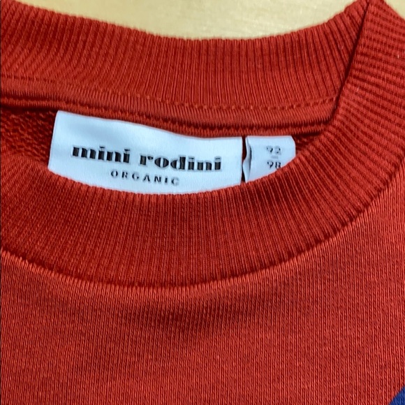 Mini rodini blue bird red burnt orange crew neck - Picture 3 of 3